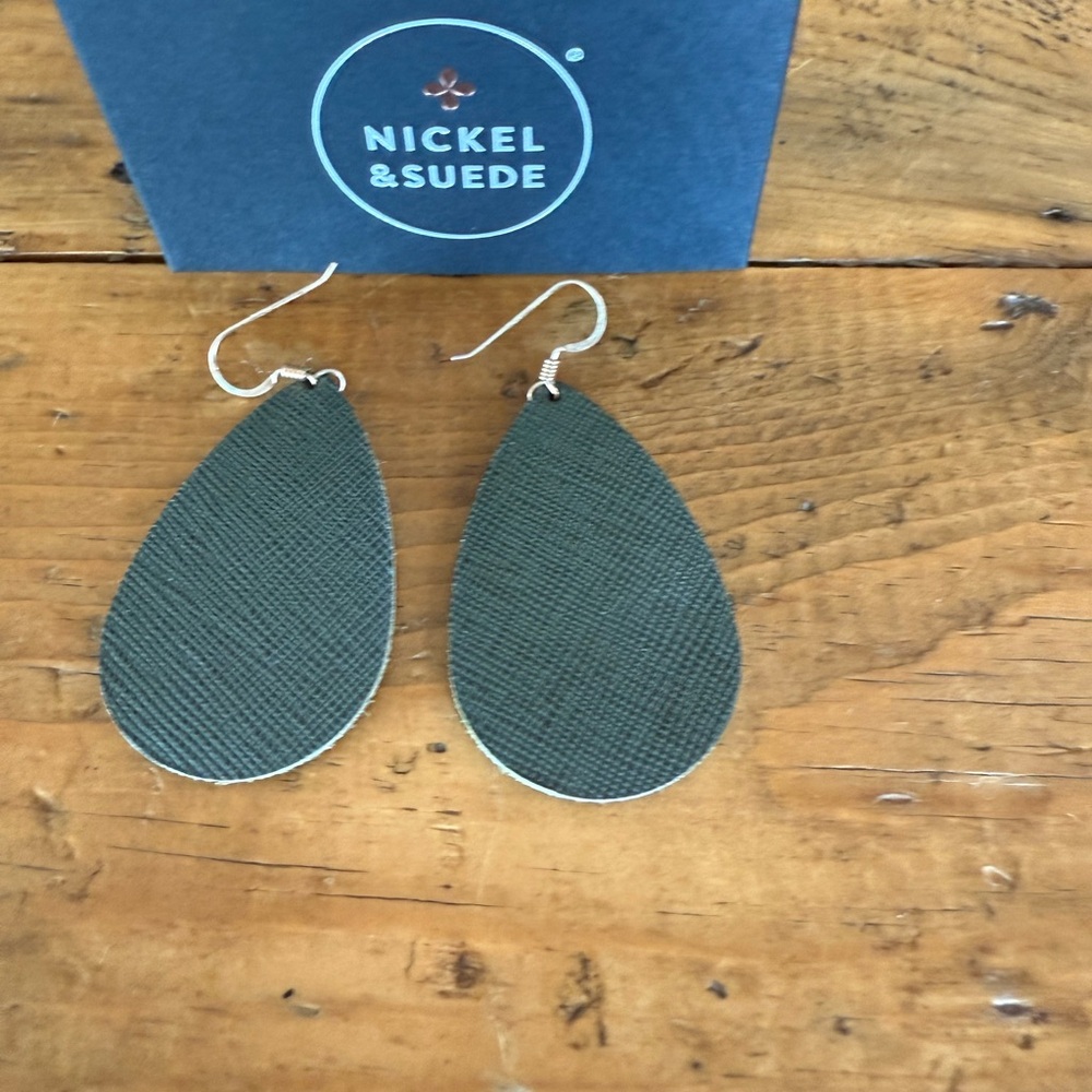 Nickel & Suede Teardrop Earrings